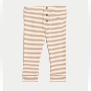 🫐3/$30 NWOT Tan and White Striped Leggings with Elastic Waistband 3T